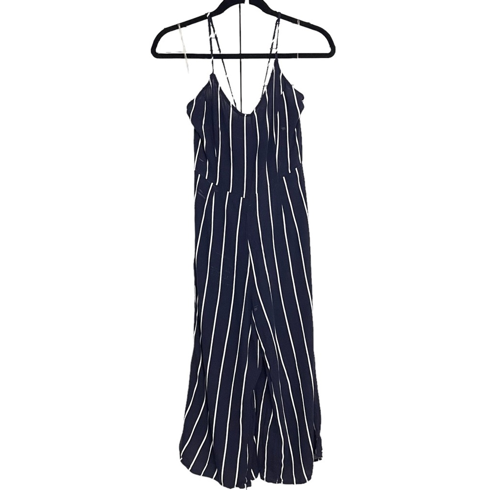 Kendall & Kylie Navy Blue Stripe Spaghetti Straps Jumpsuit Size S